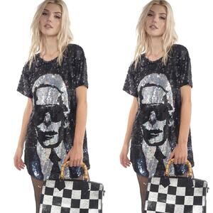 House of Mua Mua Karletto Sequin Maxi Tee Dress